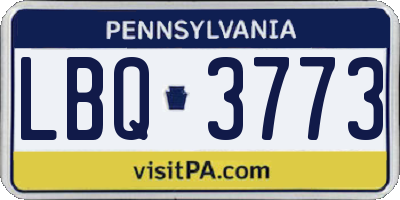 PA license plate LBQ3773