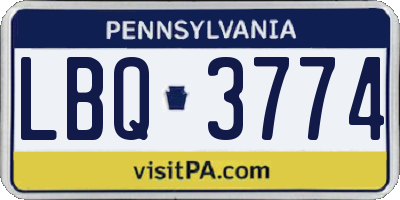 PA license plate LBQ3774
