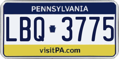 PA license plate LBQ3775
