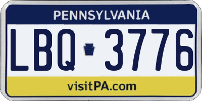 PA license plate LBQ3776