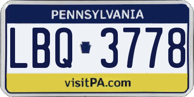 PA license plate LBQ3778