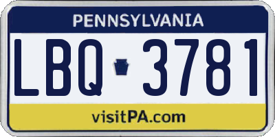PA license plate LBQ3781