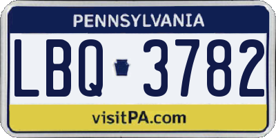 PA license plate LBQ3782