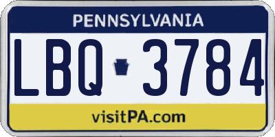 PA license plate LBQ3784