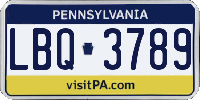PA license plate LBQ3789