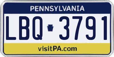 PA license plate LBQ3791