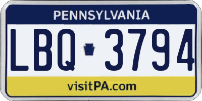 PA license plate LBQ3794
