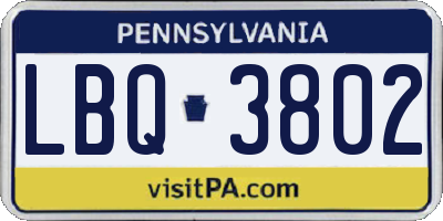 PA license plate LBQ3802