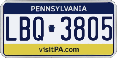 PA license plate LBQ3805
