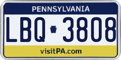PA license plate LBQ3808