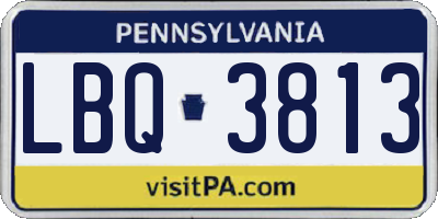 PA license plate LBQ3813