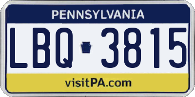 PA license plate LBQ3815