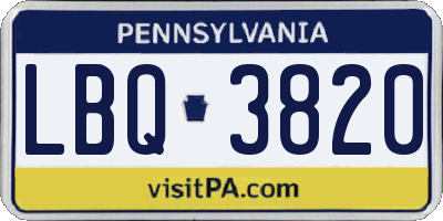 PA license plate LBQ3820