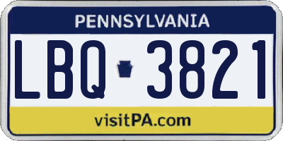 PA license plate LBQ3821
