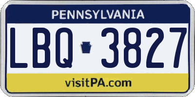 PA license plate LBQ3827