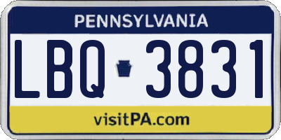 PA license plate LBQ3831