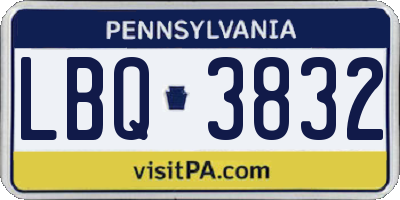 PA license plate LBQ3832
