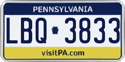 PA license plate LBQ3833