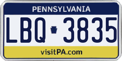 PA license plate LBQ3835