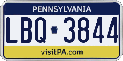 PA license plate LBQ3844