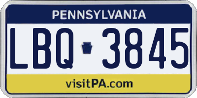 PA license plate LBQ3845