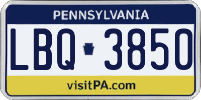 PA license plate LBQ3850