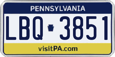 PA license plate LBQ3851