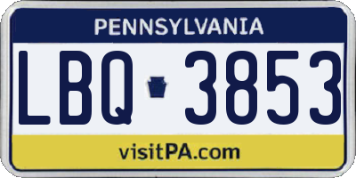 PA license plate LBQ3853