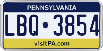 PA license plate LBQ3854
