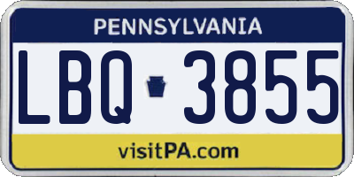 PA license plate LBQ3855