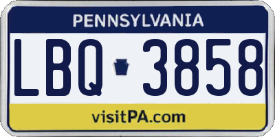 PA license plate LBQ3858