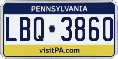 PA license plate LBQ3860