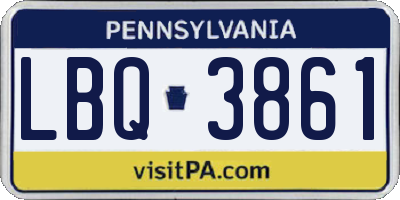 PA license plate LBQ3861