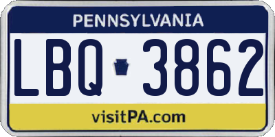 PA license plate LBQ3862