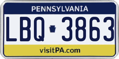 PA license plate LBQ3863