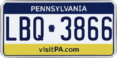 PA license plate LBQ3866