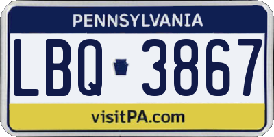PA license plate LBQ3867