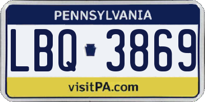 PA license plate LBQ3869