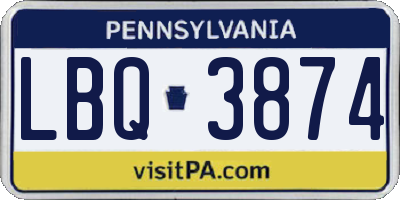 PA license plate LBQ3874