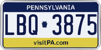 PA license plate LBQ3875