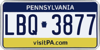 PA license plate LBQ3877