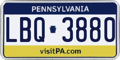 PA license plate LBQ3880