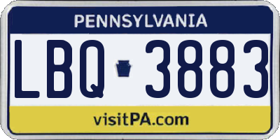 PA license plate LBQ3883