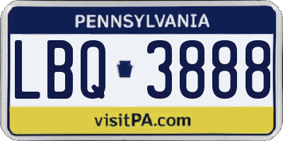 PA license plate LBQ3888