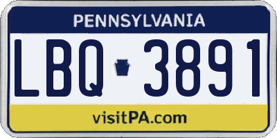 PA license plate LBQ3891
