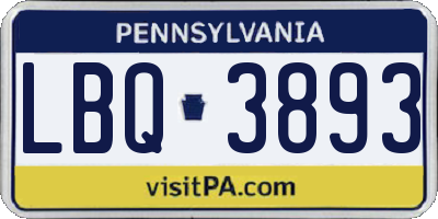 PA license plate LBQ3893