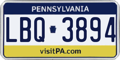PA license plate LBQ3894