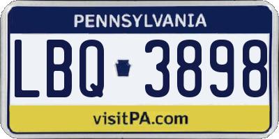 PA license plate LBQ3898