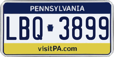 PA license plate LBQ3899