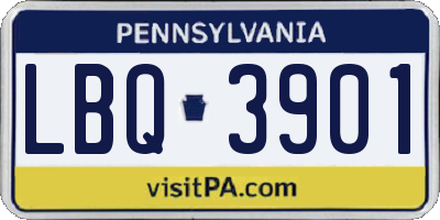 PA license plate LBQ3901